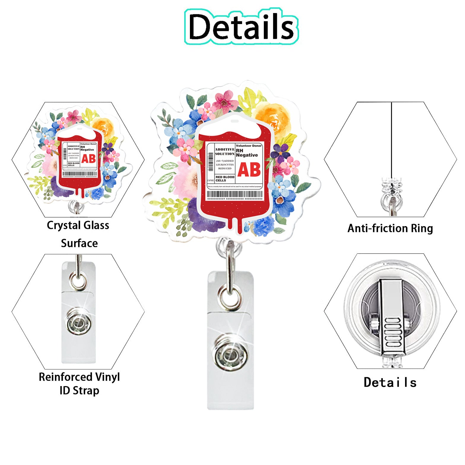 Wholesale Acrylic flower infusion bag blood type easy to pull